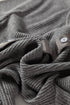 Textured Ribbed Shimmer Knit Button Front Fitted Top