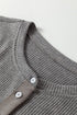 Textured Ribbed Shimmer Knit Button Front Fitted Top