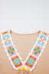 Textured Ribbed Short Sleeve V Neck Floral Blouse
