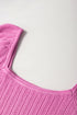 Textured Ribbed Square Neck Flutter Sleeve Knit Top