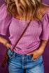 Textured Ribbed Square Neck Flutter Sleeve Knit Top