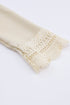 Textured Ribbed V Neck Lace Trim Long Sleeve Top