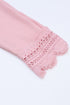 Textured Ribbed V Neck Lace Trim Long Sleeve Top