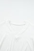 Textured Ribbed V Neck Lace Trim Long Sleeve Top