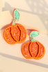 Textured Rice Bead Pumpkin Motif Drop Earrings