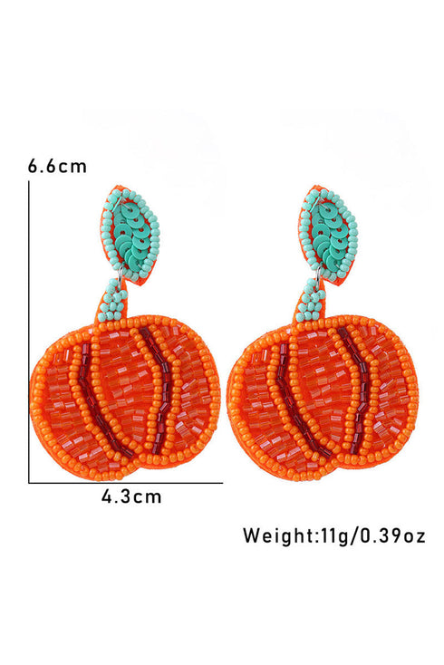 Textured Rice Bead Pumpkin Motif Drop Earrings