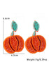 Textured Rice Bead Pumpkin Motif Drop Earrings