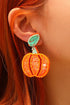 Textured Rice Bead Pumpkin Motif Drop Earrings