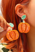 Textured Rice Bead Pumpkin Motif Drop Earrings