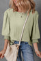 Textured Round Neck Half Sleeve Casual Blouse