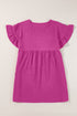 Textured Round Neck Ruffle Sleeve Babydoll Dress