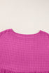 Textured Round Neck Ruffle Sleeve Babydoll Dress