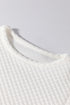Textured Round Neck Short Puff Sleeve Woven Blouse