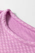 Textured Round Neck Short Puff Sleeve Woven Blouse