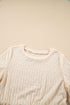 Textured Ruffle Detail Short Sleeve Sheer Blouse