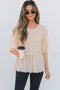 Textured Ruffle Detail Short Sleeve Sheer Blouse