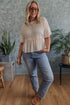 Textured Ruffle Detail Short Sleeve Sheer Blouse