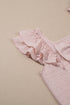 Textured Ruffle Sleeve Bow Back Detail Top