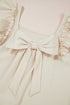 Textured Ruffle Sleeve Bow Back Detail Top
