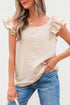 Textured Ruffle Sleeve Bow Back Detail Top