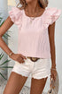 Textured Ruffle Sleeve Bow Back Detail Top