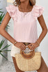 Textured Ruffle Sleeve Bow Back Detail Top
