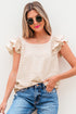 Textured Ruffle Sleeve Bow Back Detail Top