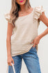 Textured Ruffle Sleeve Bow Back Detail Top