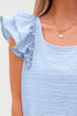 Textured Ruffle Sleeve Bow Back Detail Top