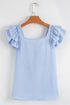 Textured Ruffle Sleeve Bow Back Detail Top