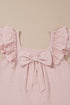 Textured Ruffle Sleeve Bow Back Detail Top