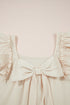 Textured Ruffle Sleeve Bow Back Detail Top