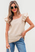 Textured Ruffle Sleeve Bow Back Detail Top