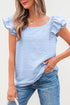 Textured Ruffle Sleeve Bow Back Detail Top