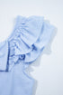 Textured Ruffle Sleeve Bow Back Detail Top