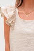 Textured Ruffle Sleeve Bow Back Detail Top
