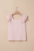 Textured Ruffle Sleeve Bow Back Detail Top