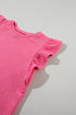 Textured Ruffle Sleeve Drawstring Waist Solid Short Set