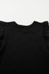 Textured Ruffle Sleeve Drawstring Waist Solid Short Set