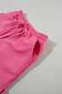 Textured Ruffle Sleeve Drawstring Waist Solid Short Set