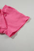 Textured Ruffle Sleeve Drawstring Waist Solid Short Set