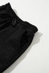 Textured Ruffle Sleeve Drawstring Waist Solid Short Set