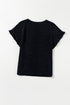 Textured Ruffle Sleeve Round Neck Casual Blouse