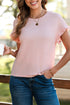 Textured Ruffle Sleeve Round Neck Casual Blouse