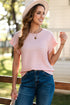 Textured Ruffle Sleeve Round Neck Casual Blouse