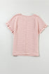 Textured Ruffle Sleeve Round Neck Casual Blouse