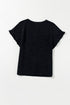 Textured Ruffle Sleeve Round Neck Casual Blouse