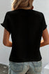 Textured Ruffle Sleeve Round Neck Casual Blouse