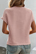 Textured Ruffle Sleeve Round Neck Casual Blouse
