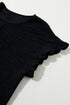 Textured Ruffle Sleeve Round Neck Casual Blouse